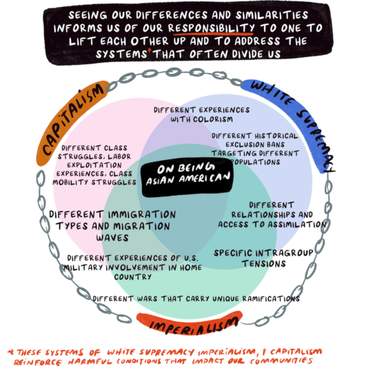 Venn diagram showing differences and similarities within Asian American groups