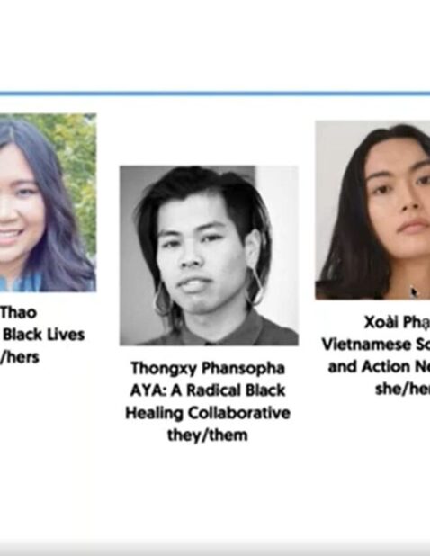 Graphic of panelists for a community call.