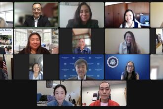 A Zoom screenshot of Southeast Asian American leaders and senior White House AANHPI staff