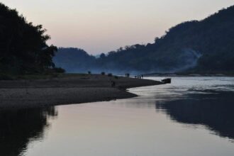 The Mekong River at dusk