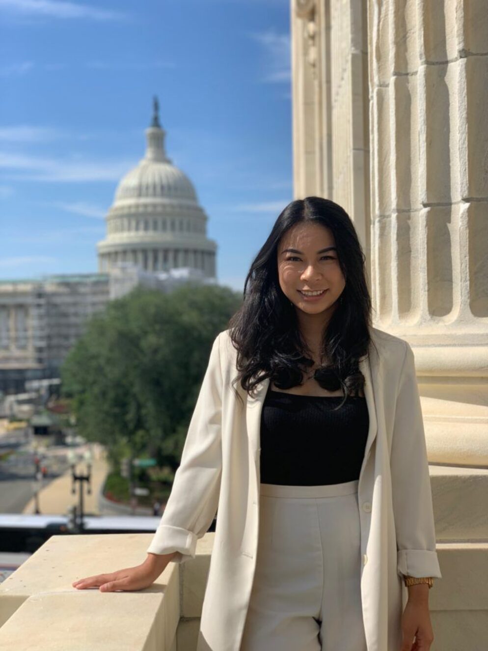 An smiling at Capitol Hill.