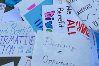 Posters advocating for diversity.