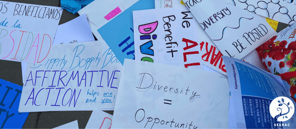 Posters advocating for diversity.