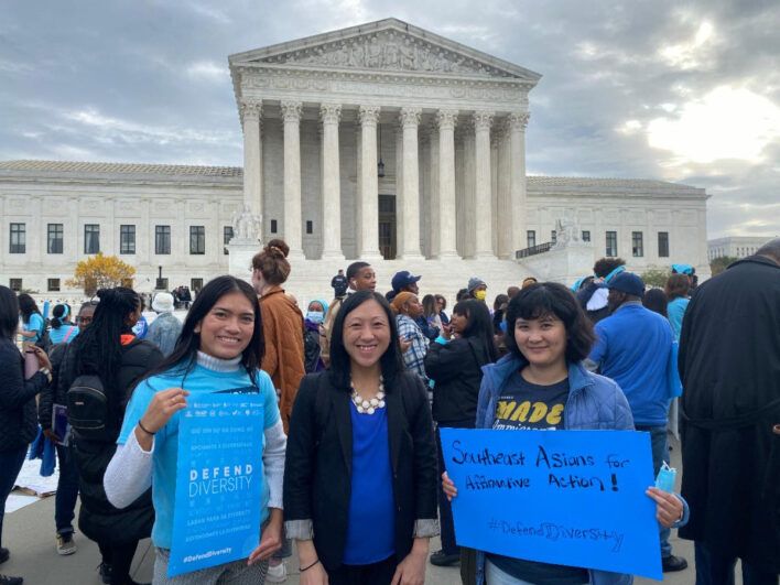 SEARAC staff at a rally at the Supreme Court.