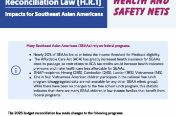 first page of budget reconciliation law explainer on its impacts to SEAAs around health and safety nets